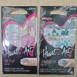 Heart 2 Art Press-On Nail Set – Teal & Pink Accents